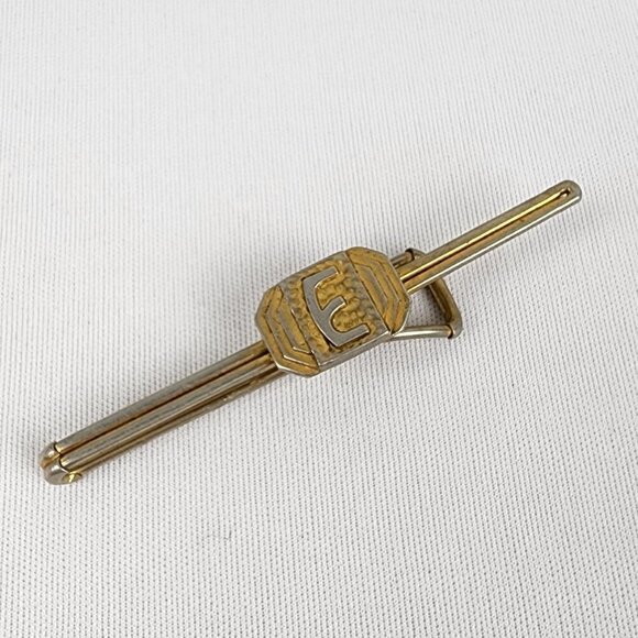 Vintage Initial E Gold Tone Tie Money Clip - Picture 1 of 5